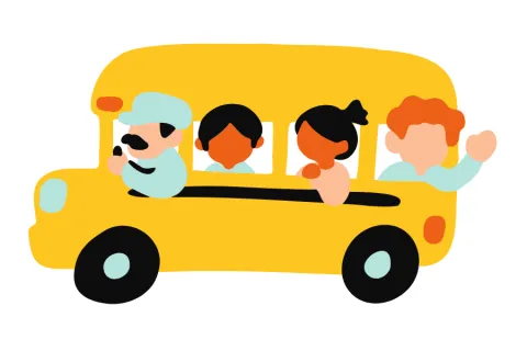 Yellow school bus with children in the window